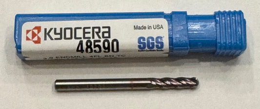 Kyocera 3mm Carbide Ball Nose End Mill 4 Flute TiCN Coating 48590