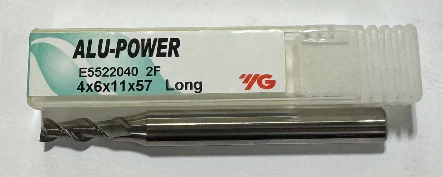 YG 4mm Carbide End Mill Long Length 2 Flute ALU-POWER