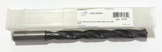M.A. Ford 9/16" Solid Carbide Drill 8xD Coolant Fed Double Margin Altima Plus