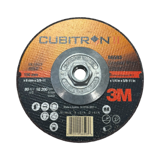 3M 6" x 5/8-11 Grinding Wheel 36 Grit Ceramic Aluminum Oxide
