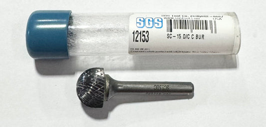 SGS 3/4" Carbide Burr SC-15 Cylinder with Radius End Double Cut 1/4" Shank