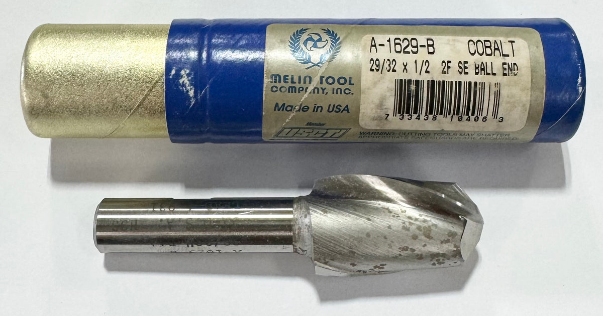Melin 29/32" Cobalt Ball Nose End Mill 2 Flute 1/2" Shank USA Made