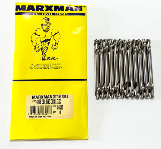 Marxman 7/32" HSS Double End Body Drills 135° Split Point Bright USA Made 12pk