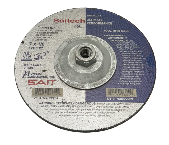SAIT 7" x 1/8" x 5/8-11 Depressed Center Grinding Wheel Ceramic T27