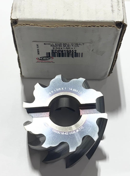 Keo 2-3/4" x 1-5/8" x 1" Cobalt Shell Mill TiCN Coated USA Made