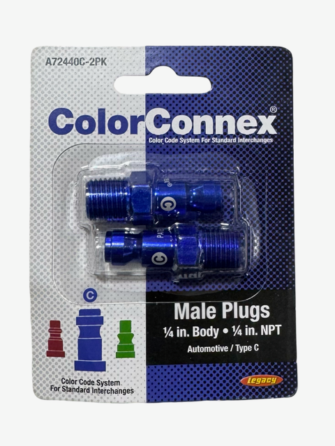 Legacy Male Plugs 1/4" Body, 1/4" NPT, Automotive Type C 2 Pack