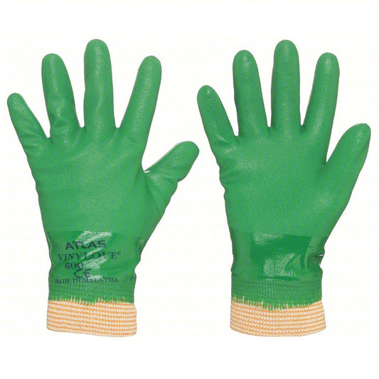 SHOWA Chemical Resistant Gloves PVC Fully Coated, Green, XL, 1 Dozen
