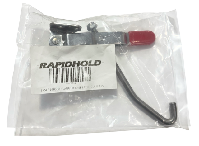 RapidHold 375 lbs J-Hook Flanged Base Latch Clamp Stainless Steel