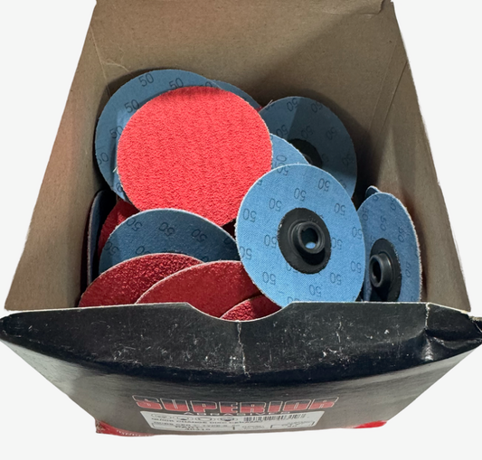 Superior Abrasives 3" Quick Change Sanding Discs Type-S 50 Grit Ceramic 50 Pack