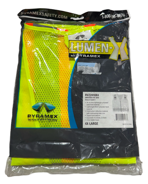Pyramex 4XL Size, Lime Color, Polyester Solid Material Vest