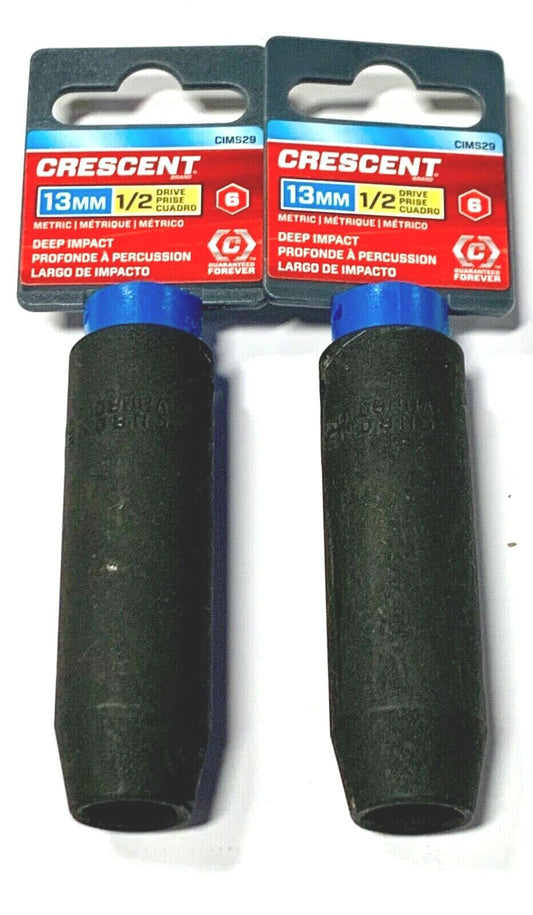 Crescent 1/2" Drive 13MM Deep Impact Metric Socket 6 Point 2 Pack CIMS29