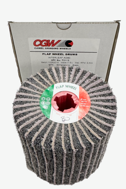 CGW 4" x 4" x 3/4" Interleaf Flap Wheel Drum 80 Grit Aluminum Oxide hi