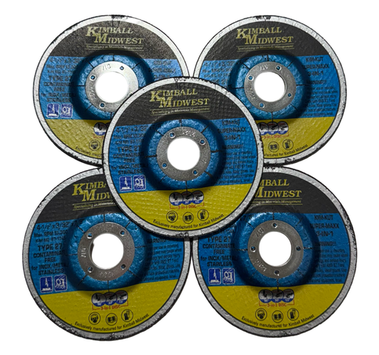 Kimball Midwest 4-1/2" x 3/32" x 7/8" KIM-KUT SUPER-MAXX 3-IN-1 Cut Grind Finish Wheel 5 Pack