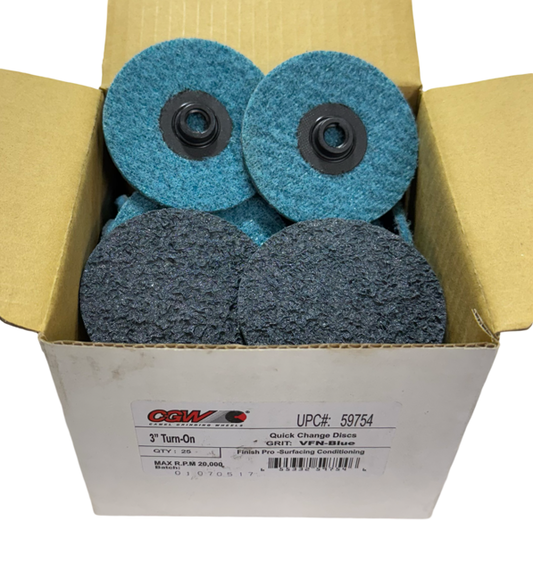 CGW 3" Quick Change Surface Conditioning Discs Turn-On Very Fine Blue 25 Pack