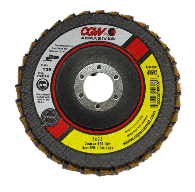 CGW 5" x 7/8" Interleaf Flap Disc T29 Coarse 120 Grit Aluminum Oxide 10 Pack