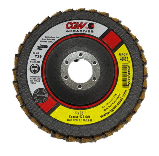CGW 5" x 7/8" Interleaf Flap Disc T29 Coarse 120 Grit Aluminum Oxide 10 Pack