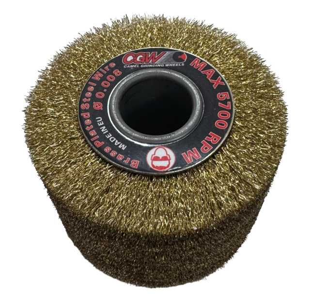 CGW 4" x 2-3/4" x 5/8-11 Abrasive Wheel Drum Brass Plated Steel Wire .008