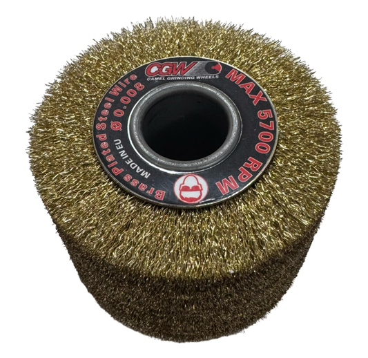 CGW 4" x 2-3/4" x 5/8-11 Abrasive Wheel Drum Brass Plated Steel Wire .008