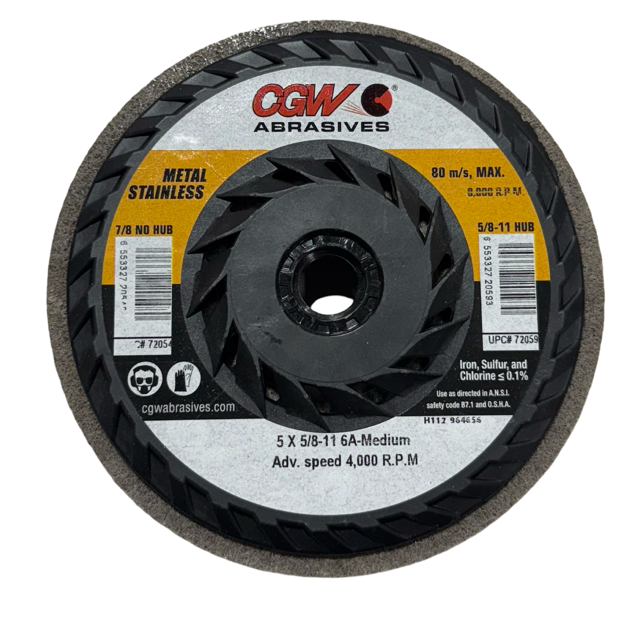 CGW 5" x 5/8-11 Premium Unitized Right Angle Grinder Wheel 6A Medium