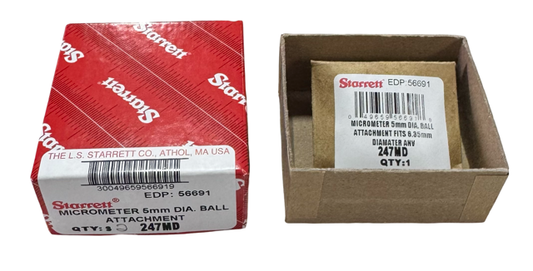 Starrett Micrometer 5mm Diameter Ball Attachment fits 6.35mm