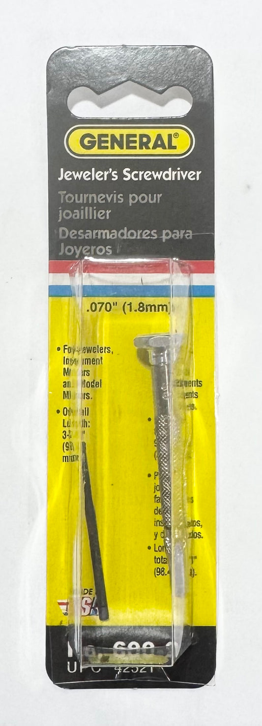 General Tool .070" Jewelers Screwdriver 600-2 USA Made