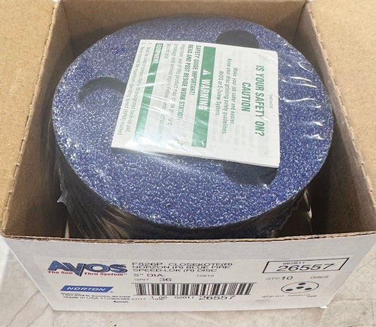 Norton 5" Speed-Lok Fiber Discs NorZon BlueFire 36 Grit F826P 10 Pack