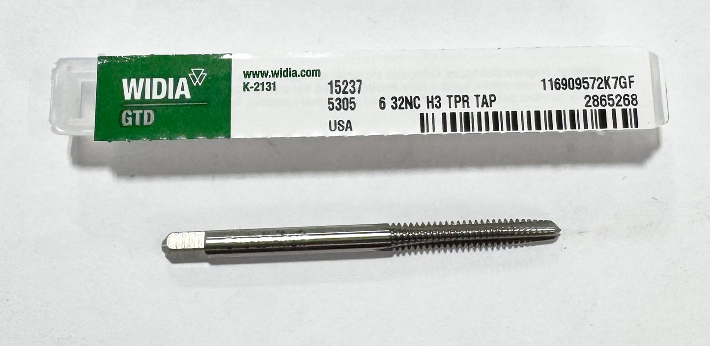 Widia 6-32NC HSS Straight Flute Taper Tap 3 Flute H3 USA Made