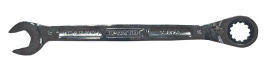 Proto 16mm Combination Reversible Ratcheting Wrench, Spline, Full Polish USA