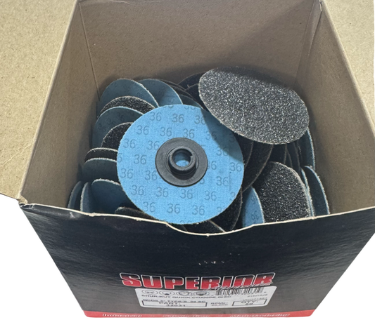 Superior Abrasives 3" Quick Change Sanding Discs Type-S 36 Grit Silicon Carbide 50 Pack