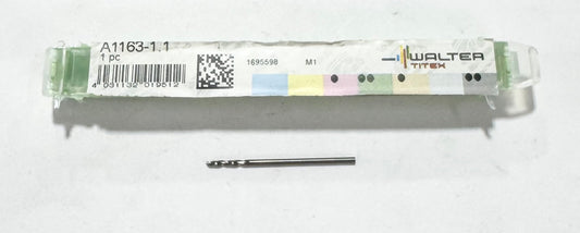 Walter-Titex 1.1mm Solid Carbide Drill 3xD 2 Flute 118 Deg