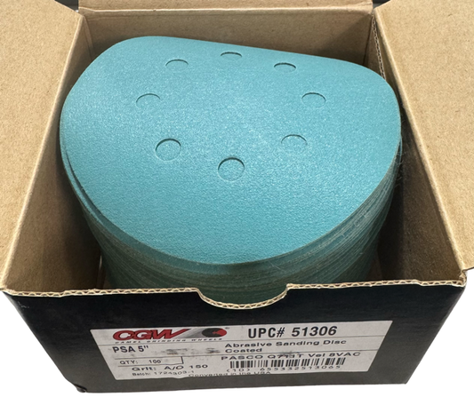 5" Hook & Loop Sanding Discs 8 Hole 150 Grit Aluminum Oxide 100 Pack