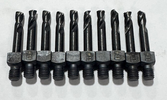 #11 HSS Threaded Shank Drills 1/4"-28 Hex Thread Stub Length 10 Pack USA Made