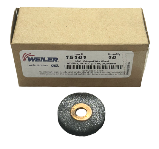 Weiler 1-1/4" Crimped Wire Wheel, .003 Wire, Copper Center 10 Pack USA