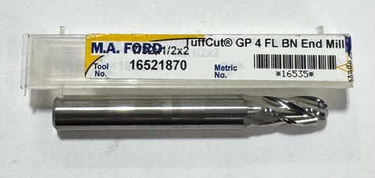 M.A. Ford 7/32" Carbide Ball End Mill 4 Flute Stub Length USA Made