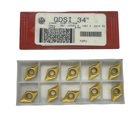 Allied Machine 55° .375IC x .156T x .031R C5 QDSI Inserts 10 Pack