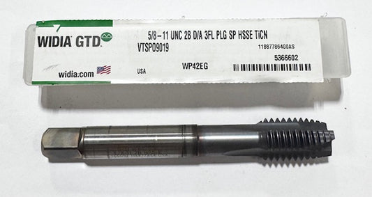 Widia 5/8"-11UNC 2B HSSE Spiral Point Plug Tap TiCN 3 Flute