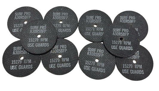 Surf-Pro 4" x 1/4" x 3/8" Grinding Wheel Type 1, 30 Grit Aluminum Oxide 10 Pack