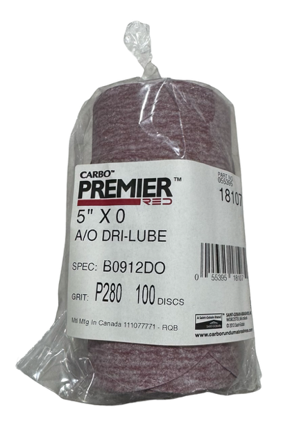 Carborundum 5" PSA Sanding Discs 280 Grit Aluminum Oxide 100 Pack