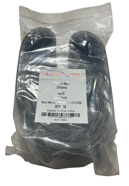 Surf-Pro 4" x 54" Portable Sanding Belts 120 Grit Zirconia 10 Pack
