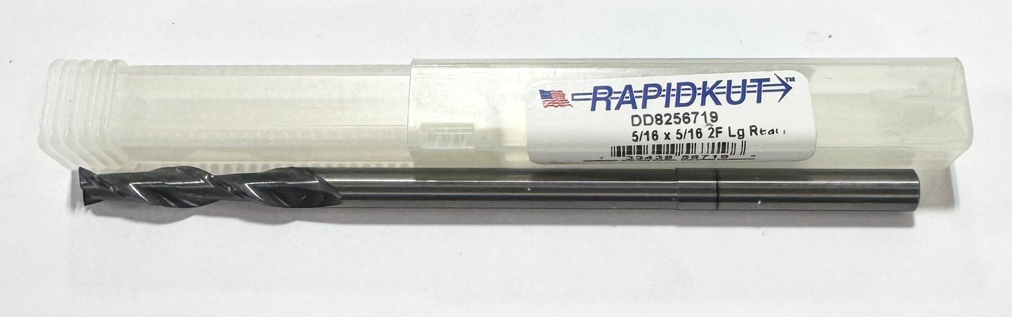 RapidKut 5/16" Carbide End Mill 2 Flute Long Reach AlTiN Coated USA Made