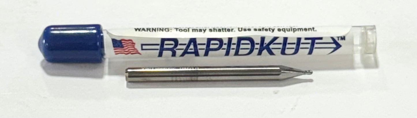RapidKut 0.038" Carbide Ball End Mill 4 Flute 30 Deg Helix USA Made