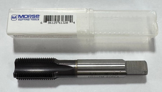 Morse 3/4"-16 HSS-PM Straight Flute Tap 4 Flute H3 TiAlN Coated Semi-Bottoming