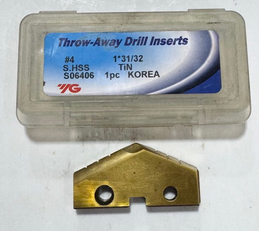 YG 1-31/32" Super HSS Drill Insert Tin Coated T15