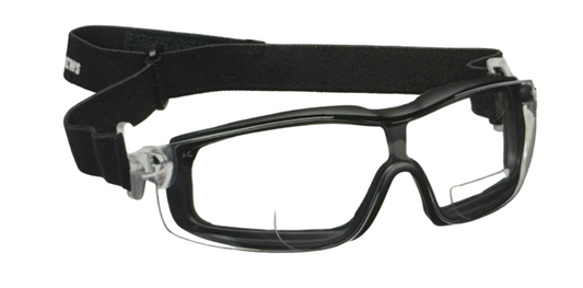 MCR Safety Glasses 1.5 Magnifier Black Frame Anti-Fog Lens