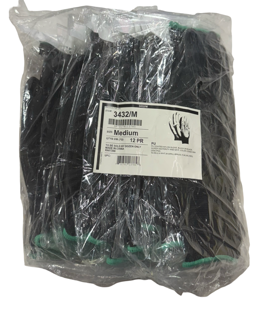 Majestic Polyurethane Palm Coated Glove 13-gauge Seamless Knit Nylon Liner Black Size M 1DZ