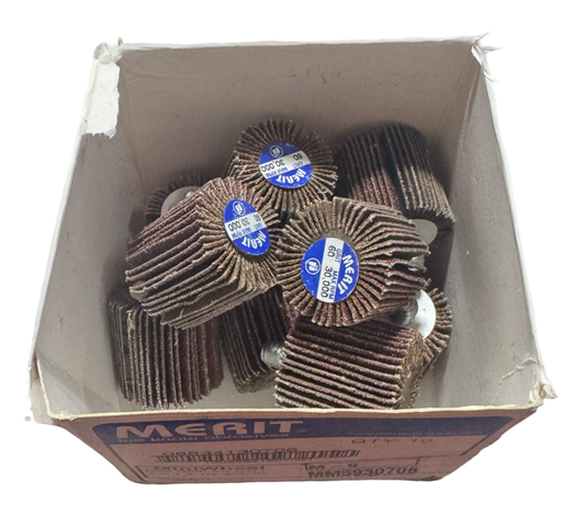 Merit 1" x 1" x 1/4-20 Mini Mounted Flap Wheel 60 Grit Aluminum Oxide 10 Pack
