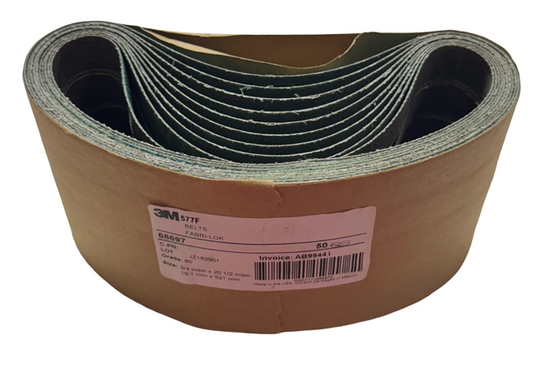 3M 577F 3/4" x 20-1/2" Sanding Belts 80 Grit Zirconia Alumina 50 Pack