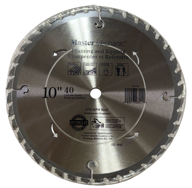 Master Mechanic 10" x 40T Carbide Tipped Circular Saw Blade Framing & Ripping