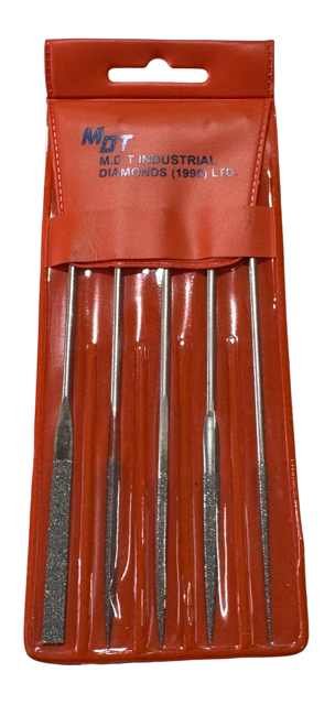 5 Piece Mini Diamond File Set, 5-1/2" Overall, Med Grit