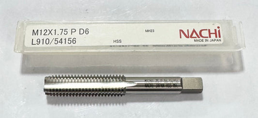 Nachi M12 x 1.75 HSS Hand Tap 4 Flute Plug Bright Finish